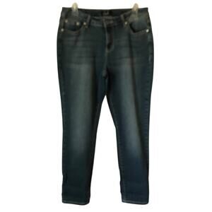 Earl Jeans Size 12 Twelve Womens Medium Wash Skinny Stretch Lace Rhinestones